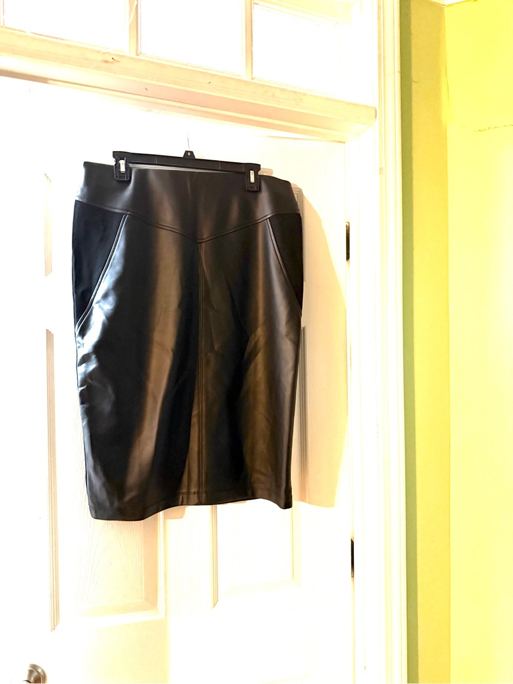 Faux Black Leather Pencil Skirt